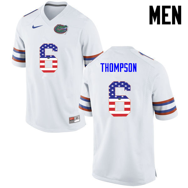 Men Florida Gators #6 Deonte Thompson College Football USA Flag Fashion Jerseys-White - Click Image to Close